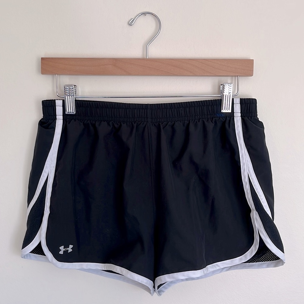 Under Armour Semi-Fitted Black + White Athletic Shorts